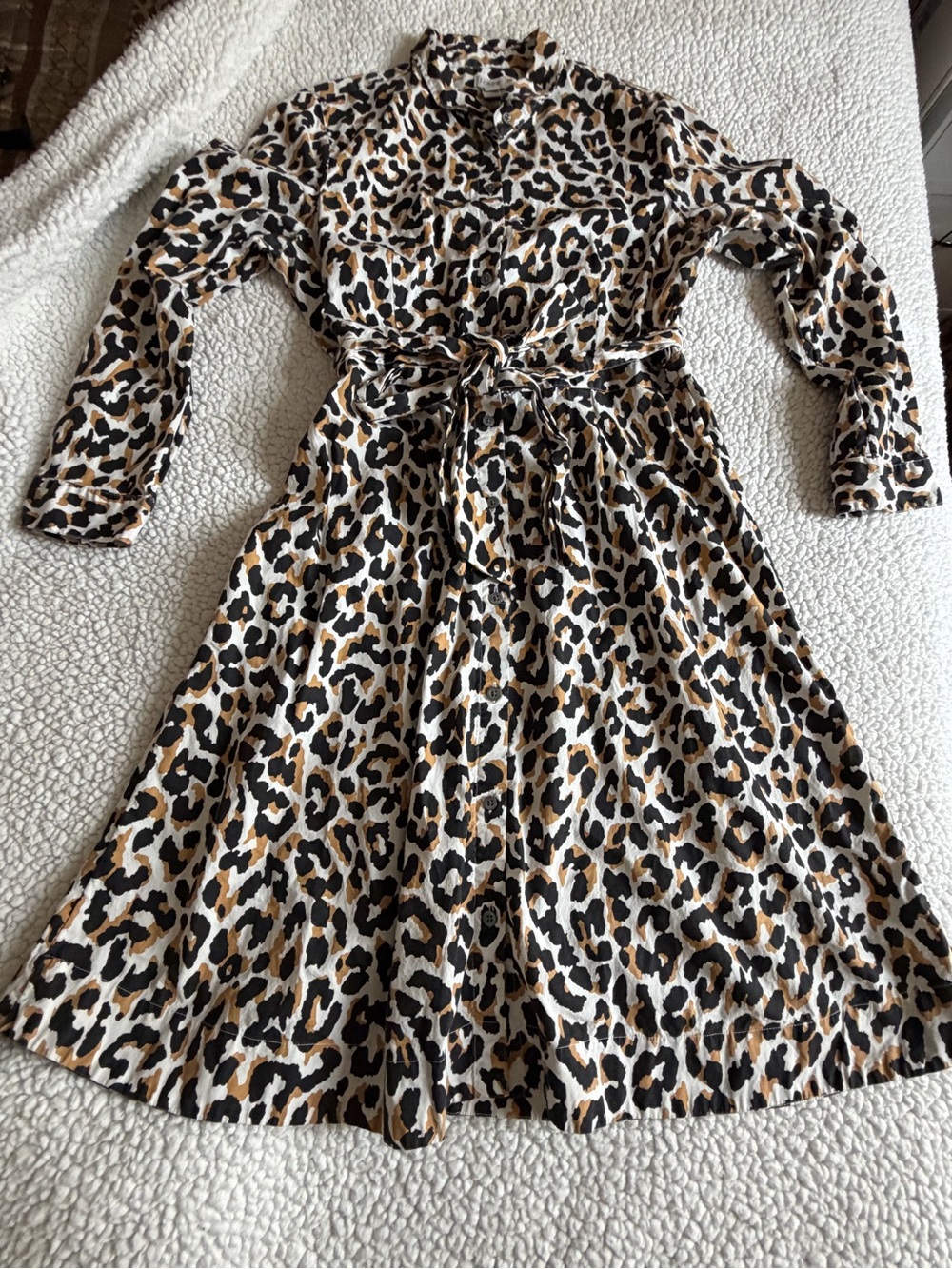 J. Crew Black and Tan Leopard Print Shirt Dress - Picture 2 of 6